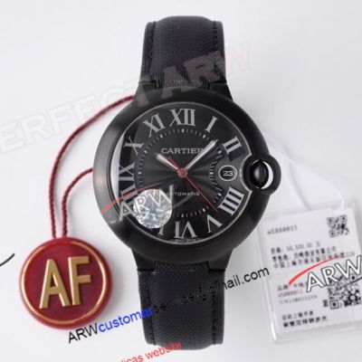 AF Cartier Ballon Bleu 42MM All Black Case Black Strap 2824 Movement Watch